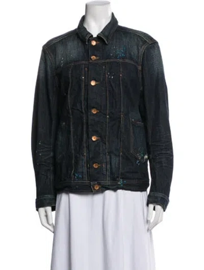 Pre-owned Diesel Graphic Print Denim Jacket In Blue