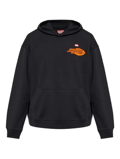 Diesel Graphic-print Hooded Sweatshirt In Black