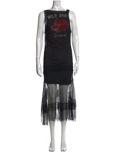 Pre-owned Diesel Graphic Print Long Dress In Black