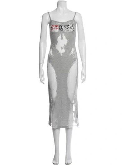 Pre-owned Diesel Graphic Print Long Dress In Grey