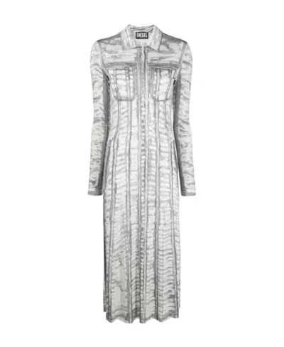 Diesel Graphic-print Long-sleeve Dress In White