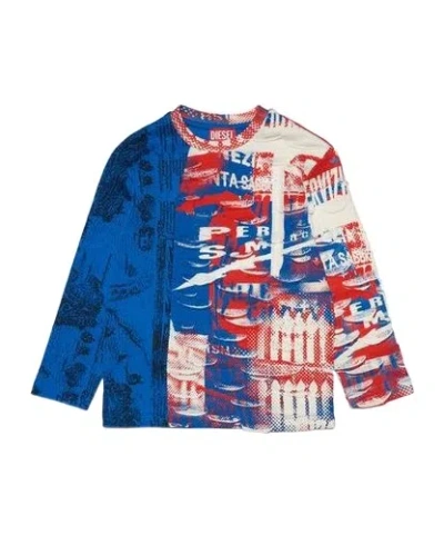 Diesel Graphic-print Long-sleeve Top In Blue