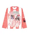 Diesel Striped Long-sleeve T-shirt With Photo Patches In Pink