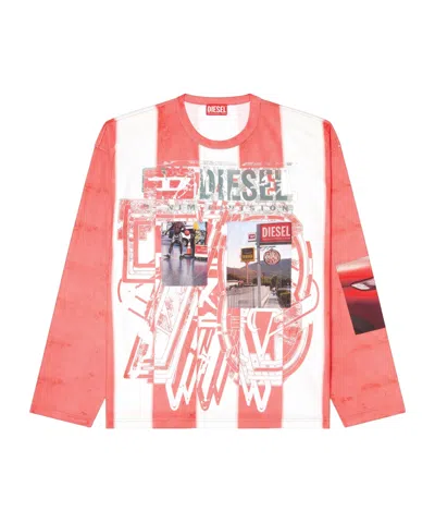 Diesel Striped Long-sleeve T-shirt With Photo Patches In Multi