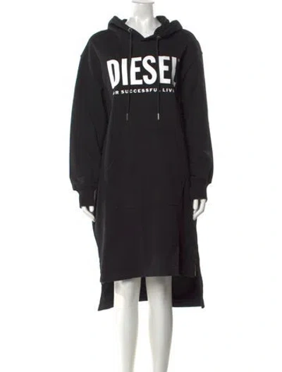 Pre-owned Diesel Graphic Print Midi Length Dress In Black