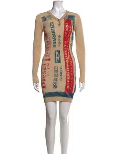 Pre-owned Diesel Graphic Print Mini Dress In Neutral