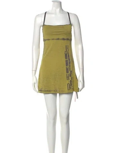Pre-owned Diesel Graphic Print Mini Dress W/ Tags In Green