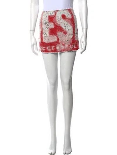 Pre-owned Diesel Graphic Print Mini Skirt In White