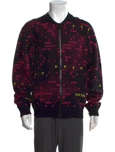 Pre-owned Diesel Graphic Print Open Front Cardigan In Black