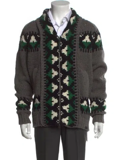 Pre-owned Diesel Graphic Print Open Front Cardigan In Gray