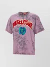 Diesel Graphic Print Raglan Shoulders T-shirt In Pink
