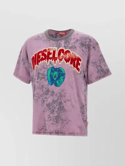 Diesel Graphic Print Raglan Shoulders T-shirt In Purple