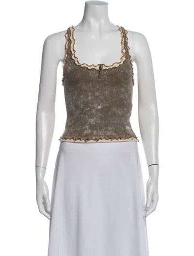 Pre-owned Diesel Graphic Print Scoop Neck Top In Brown/green