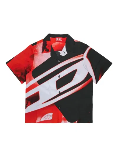Diesel Kids' Graphic-print Short-sleeve Shirt In Multi