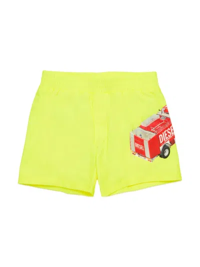 Diesel Babies' Graphic-print Swim Shorts In Yellow