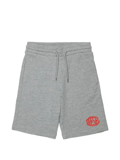 Diesel Kids' Graphic-print Track Shorts In Gray