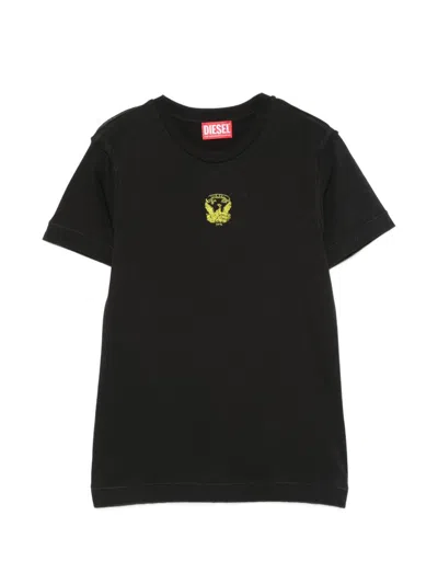 Diesel Kids' Graphic Print T-shirt In Black