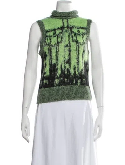 Pre-owned Diesel Graphic Print Turtleneck Sweater W/ Tags In Green