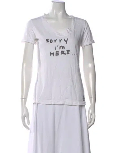 Pre-owned Diesel Graphic Print V-neck T-shirt In White