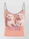 Diesel T-top R2 Cats Pink Cotton Jersey Tank Top In Neutral