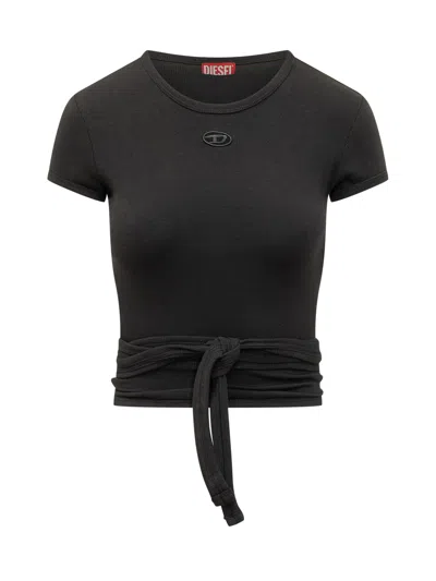 Diesel Graphic T-shirt With Tail Detail In Nero