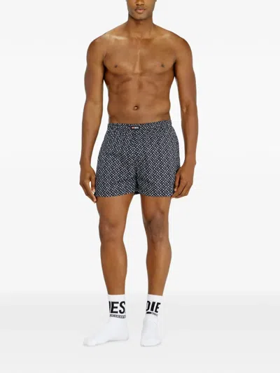 Diesel Graphic-print Cotton Boxer Shorts Pack In Blue