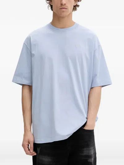 Diesel Graphic-print Embroidered-logo T-shirt In Blue
