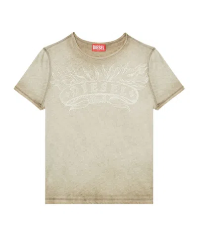 Diesel Slim T-shirt With Tonal Logo Print In Brown