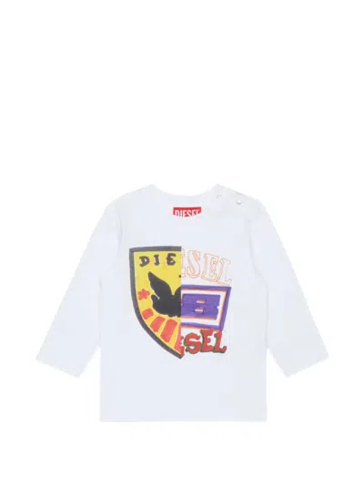 Diesel Babies' Graphic-print Long-sleeved T-shirt In White