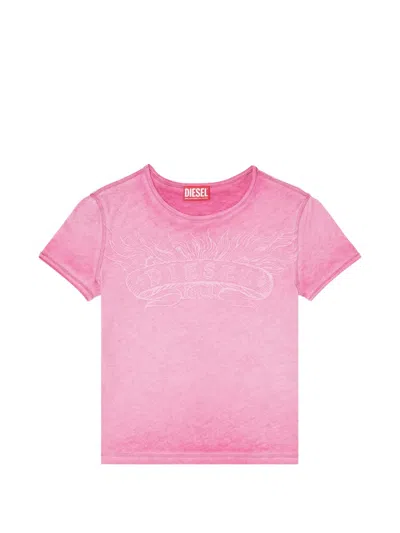Diesel Graphic-print Pigment-dyed T-shirt In Pink