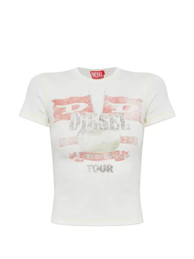 Diesel Graphic-print Ribbed T-shirt In White