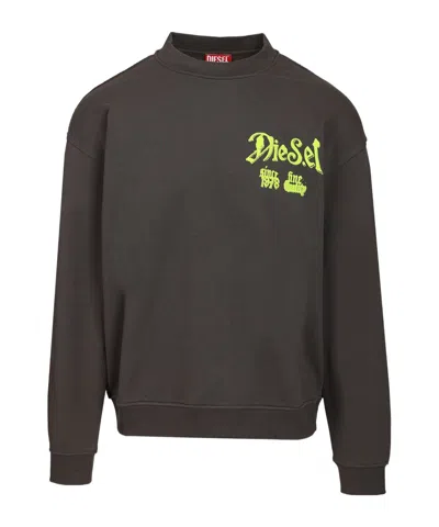 Diesel Cotton Sweatshirt With Flocked Graphics In Multi