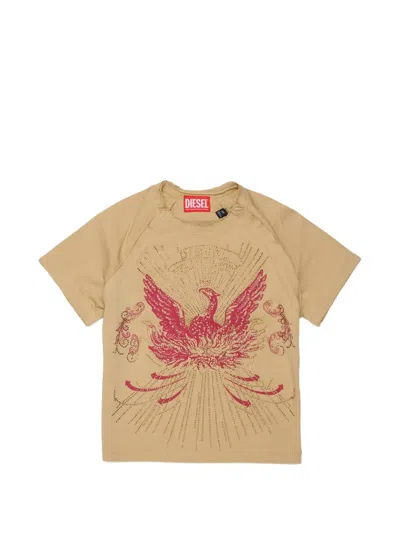 Diesel Kids' Graphic-print T-shirt In Brown