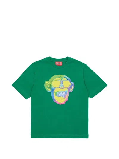 Diesel Kids' Graphic-print T-shirt In Green