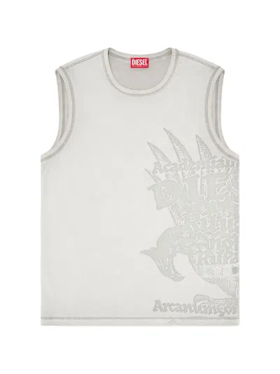 Diesel Grapjic-print Tank Top In Gray