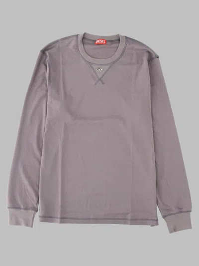 Diesel Logo-plaque Long-sleeved Sweater In Gray