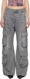 Diesel D-sire-cargo-d Grey Cargo Jeans With Low-rise Waist In Gray