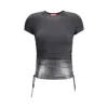 Diesel Women Jersey Top With Side Drawstrings In Black