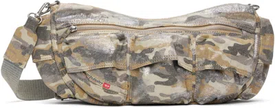Diesel Gray & Beige Multi-pkts X Shoulder Bag In T2037