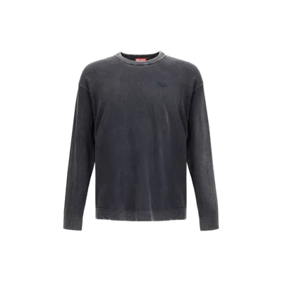 Diesel Men Acid-wash Crew-neck Sweatshirt In Gray