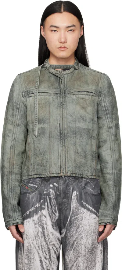 Diesel Gray Cotton-hemp Satin Denim Jacket