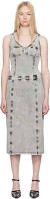 Diesel Knee Length Denim Dress With Contrast Stitching In 02b