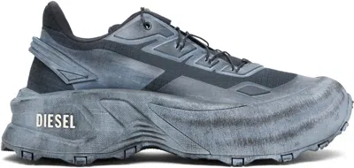 Diesel Gray D-cage Runner Sneakers In Animal Print