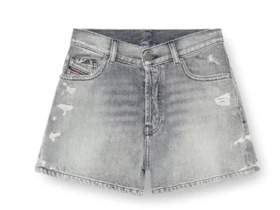 Diesel Gray Distressed Effect Denim Shorts