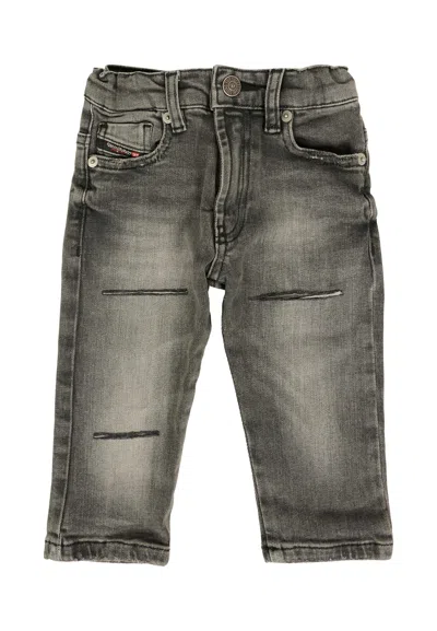 Diesel Gray Jeans For Baby Boy With Logo Patch
