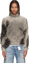 Diesel Destroyed Jumper With Floating Yarns In Gray