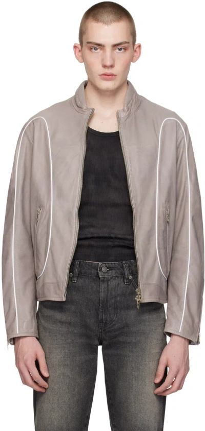 Diesel Gray L-krix Leather Jacket In 9bx