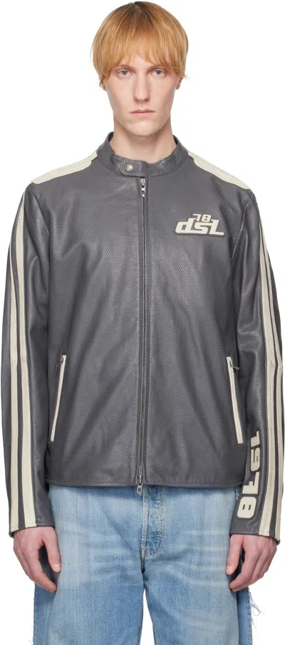 Diesel Gray L-pop Leather Jacket In 98b