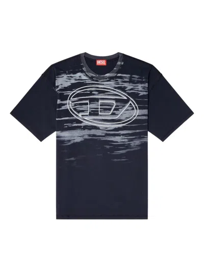 Diesel Cotton T-shirt With Oval D Print In Black