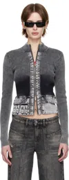Diesel Zip-up Cardigan With Denim Cargo Pockets In 900